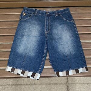 Y2K RawBlue Baggy Long Jean Shorts Size 38